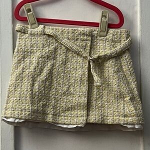 Zara Cream and Yellow Tweed Mini Skirt